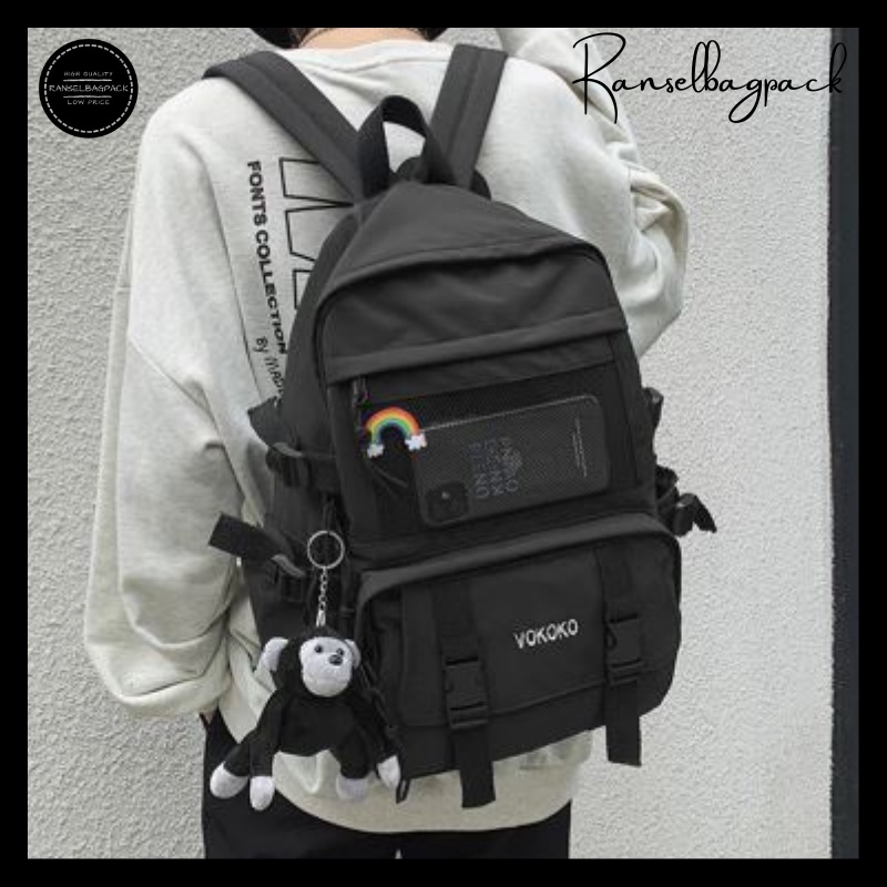 Tas Ransel Punggung Backpack Kanvas Bahu Simple Kekinian Model Casual Termurah Terbaru Korea Remaja Travel Baru Pria Wanita Cewek Cowok 001