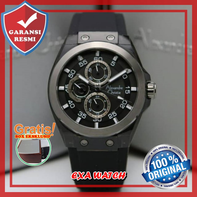 JAM TANGAN PRIA ALEXANDRE CHRISTIE ORIGINAL JAM COWOK GARANSI ALEXANDER CRISTIE 6546 FULL BLACK