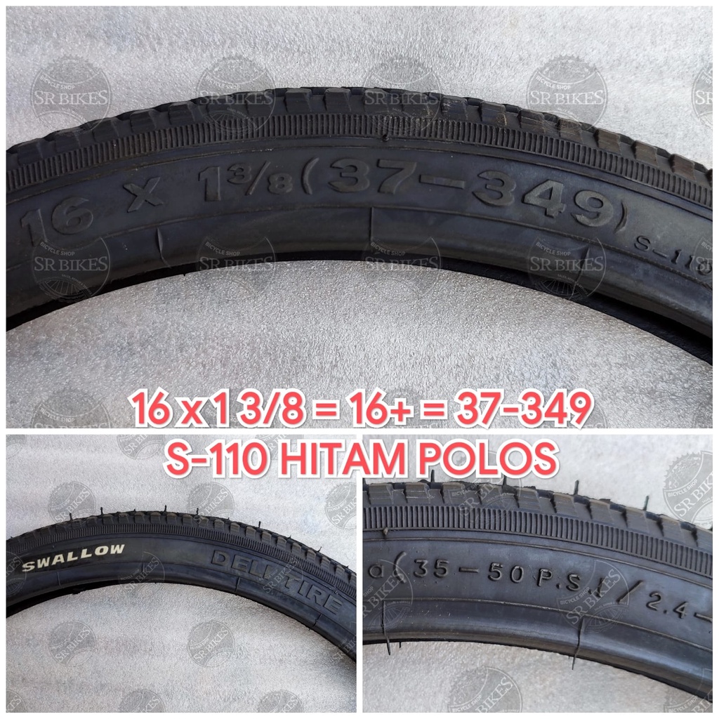 Ban Luar 16 x 1 3/8  = 16 plus = 37-349 Sepeda Lipat Minion. SWALLOW DELI TIRE