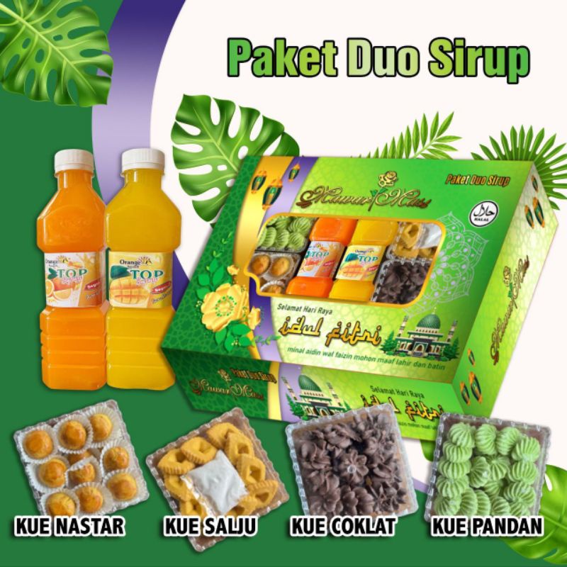 

Parcel lebaran lengkap sirup dan kue kering dus