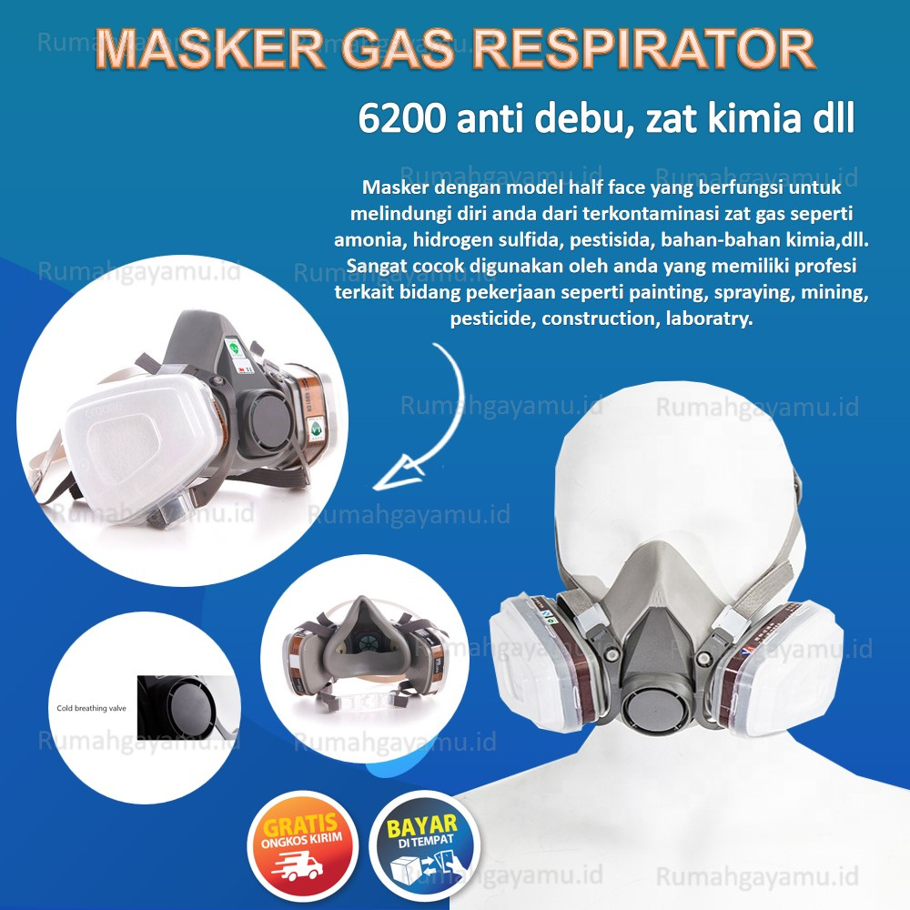 Masker Gas Respirator Masker Asap Polusi Masker Penutup Muka Masker Gas Masker