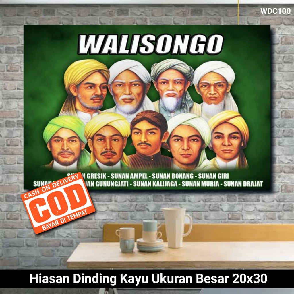 Poster Poto + Bingkai, Wali Songo 9 wali, UKURAN BESAR 30x45
