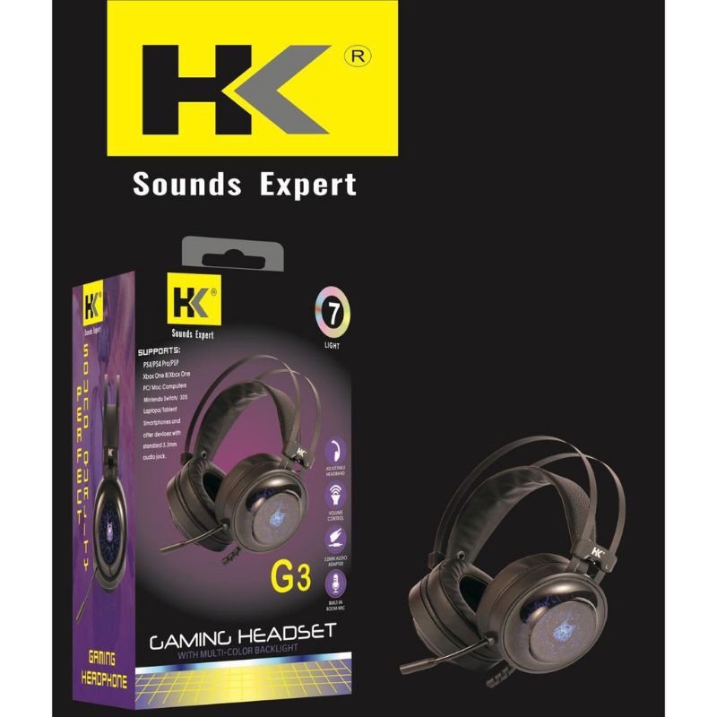 Headset Gaming HK G3 Hitam Mega Bass Headset Komputer PC garansi