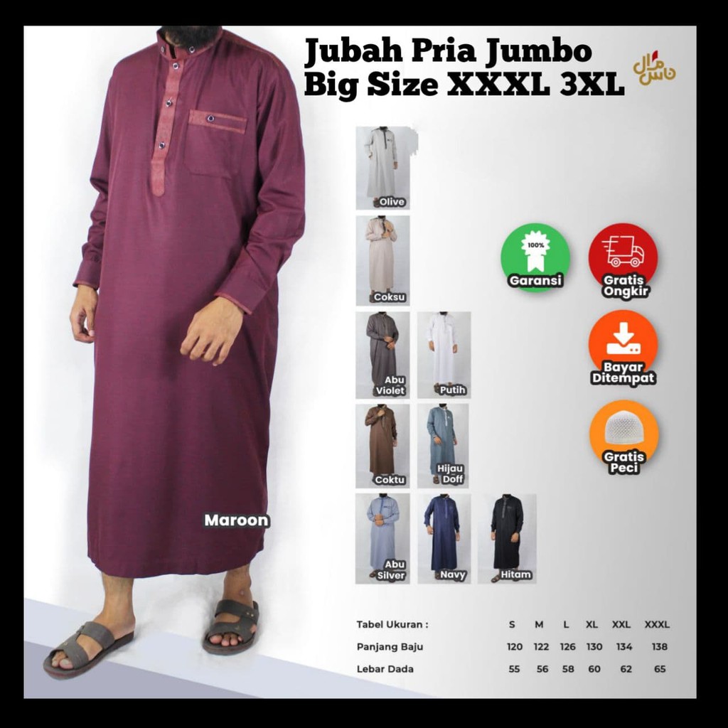 Jubah Pria Jumbo Big Size XXXL 3XL MODEL MANSET BEST SELLER