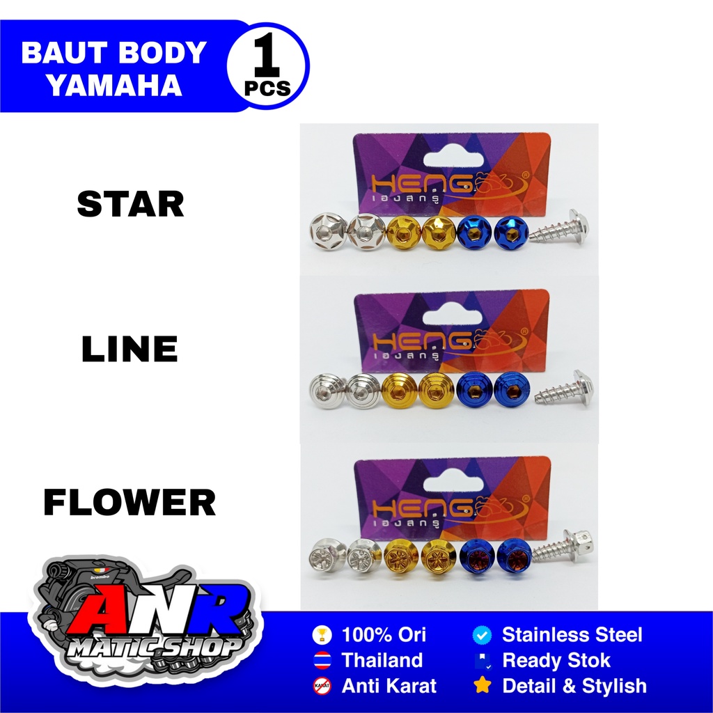 Baut Body Yamaha Mio Nmax Aerox Nouvo Fino Soul Drat Kasar Silver Gold Blue Probolt Stainless Heng K