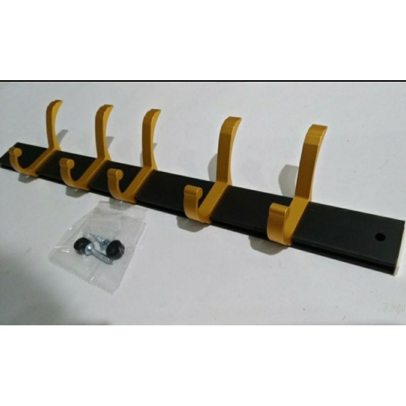 Gantungan Baju 5 Kait Geser Alumunium Tebal/Cantolan Baju/Kapstok Geser