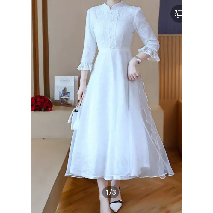 GAUN PESTA CANTIK KOREA PUTIH