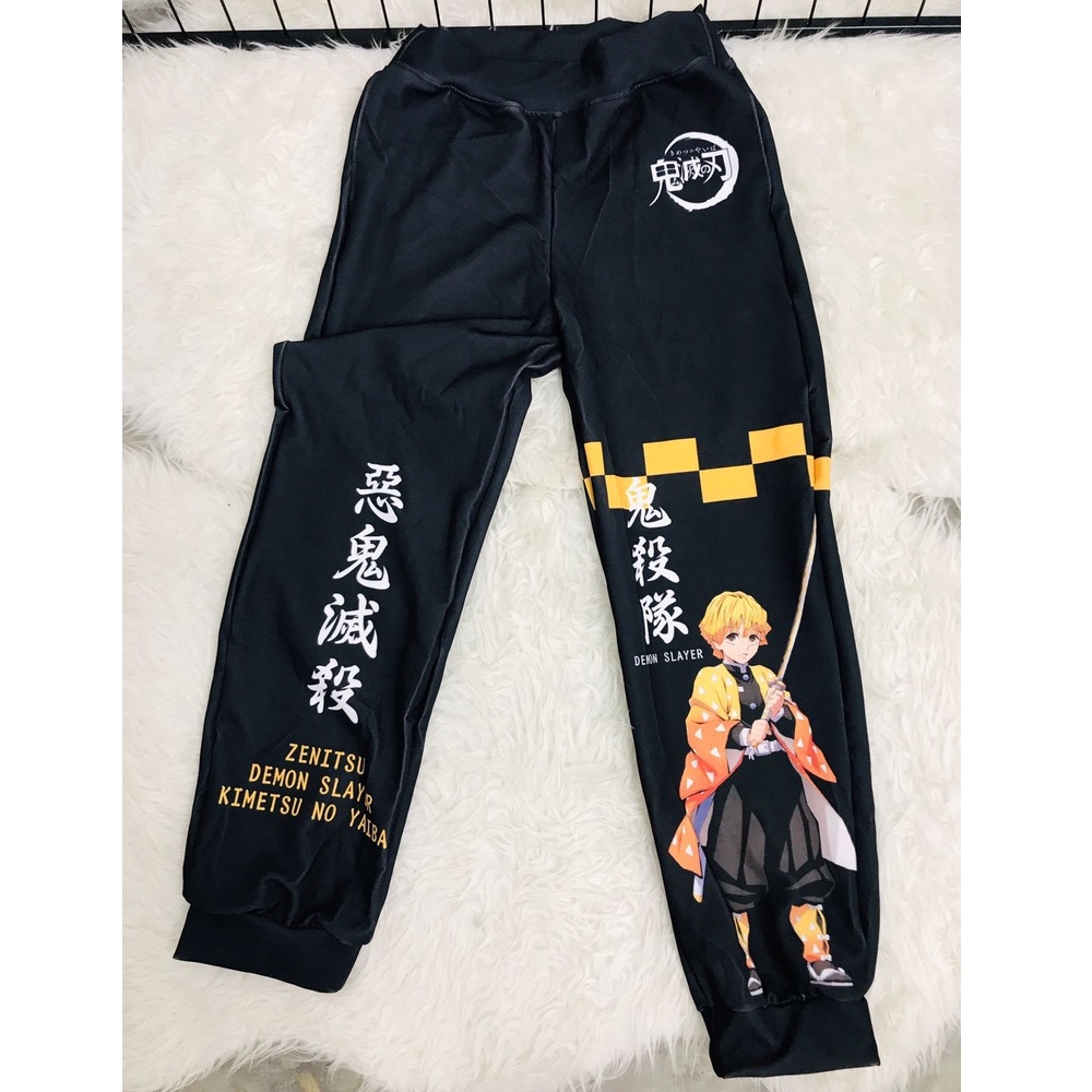 Celana Olahraga Jogger Pants Zenitsu Kanji Black Premium Unisex