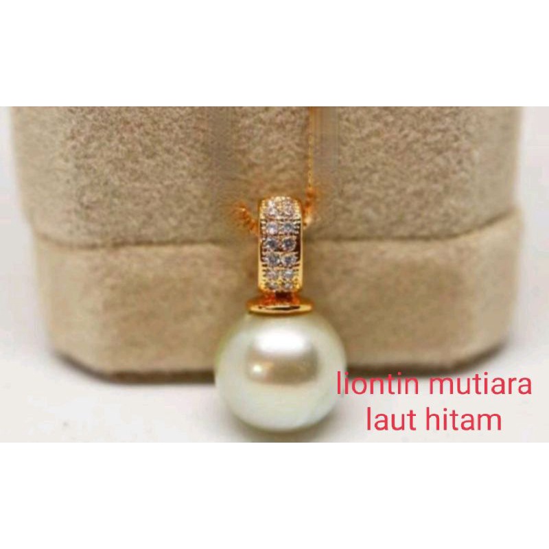 LIONTIN MUTIARA LAUT HITAM ASLI BERSERTIFIKAT