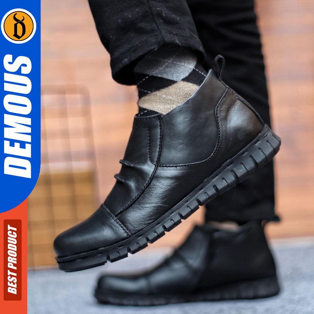 Sepatu Formal Pria Sepatu Casual Pria Kulit Asli Slop Sepatu Pantofel Kerja Kantor Kuliah Kondangan Sepatu Hitam Pria  DEMOUS CARISUP