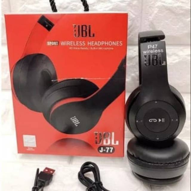 Hendset hendsfree headphone bando bluetooth wireless JBL J77