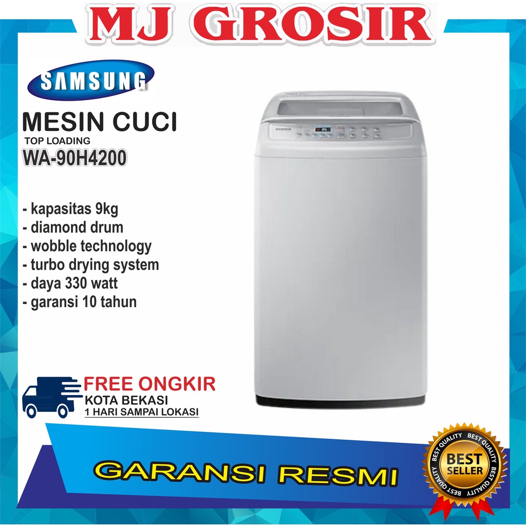 MESIN CUCI 1 TABUNG SAMSUNG WA 90H4200 TOP LOADING 9 KG DIAMOND DRUM