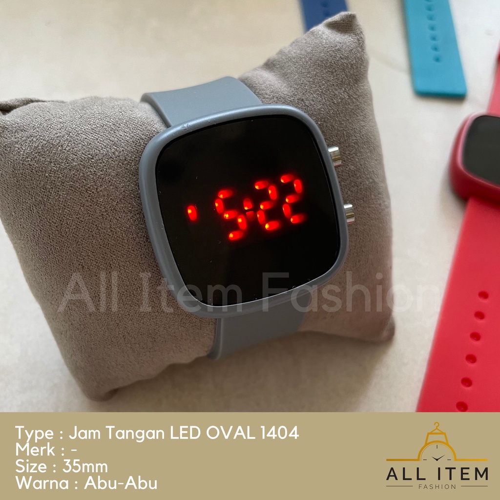 COD✅ Jam Tangan Digital LED Oval 1404 Rubber Electronic Fashion Pria Wanita / Jam Tangan Model Korea