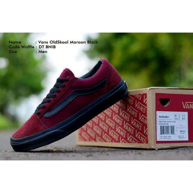 SEPATU VANS OLDSKOOL MAROON BLACK WAFFLE DT