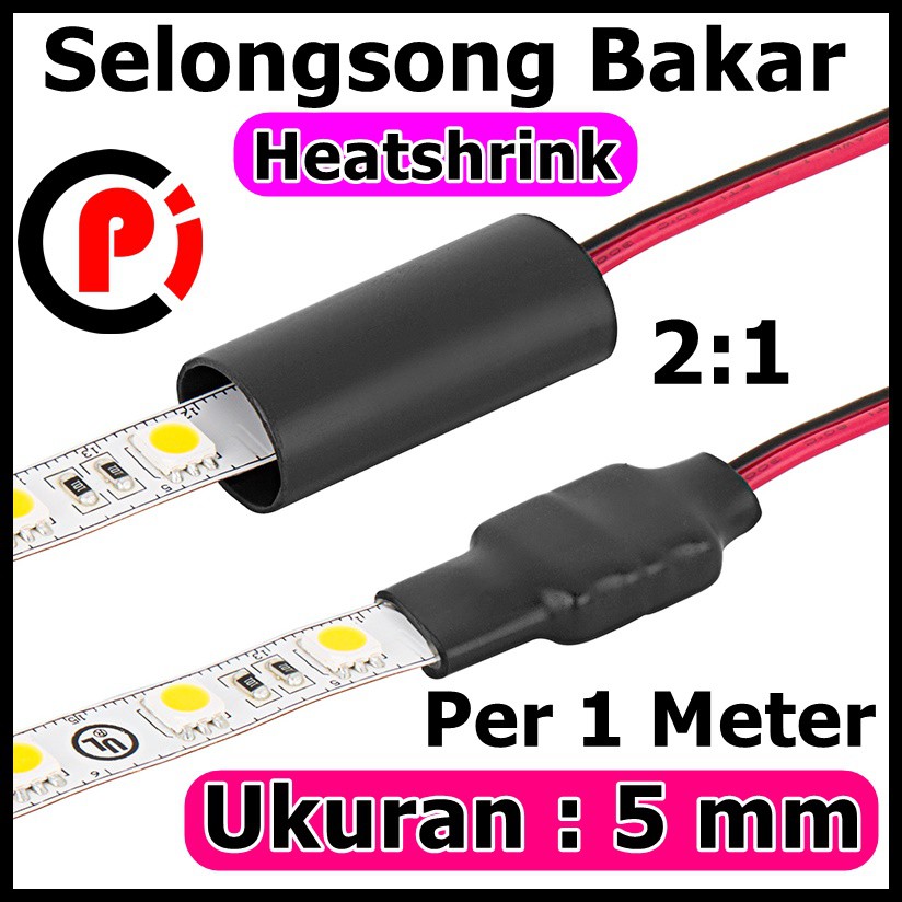 Heatshrink Selang Bakar 5mm 1Meter 1M Selongsong ciut Pembalut Kabel