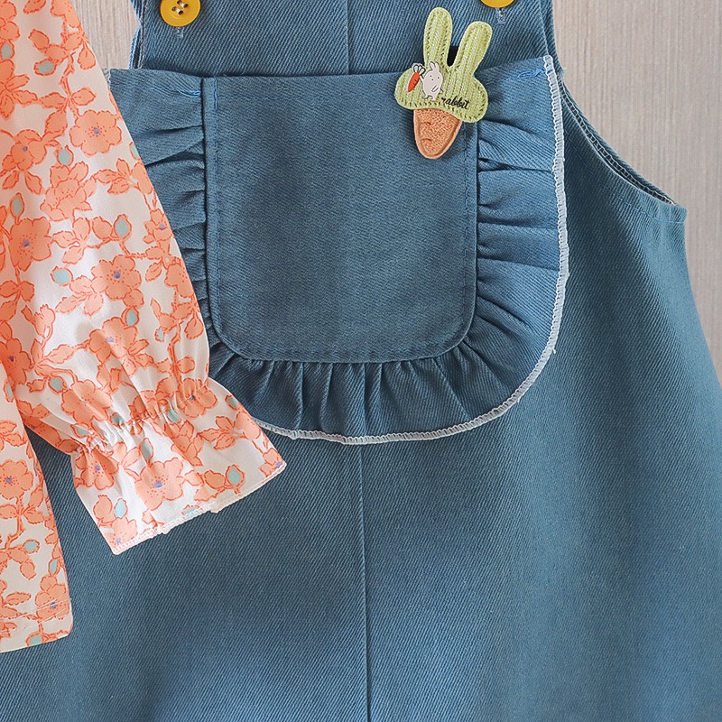 【Happy Baby】0- 4Tahun QZ-71 Setelan Terusan Soft &amp; Elegant Dress Bahan Jeans  Ringan