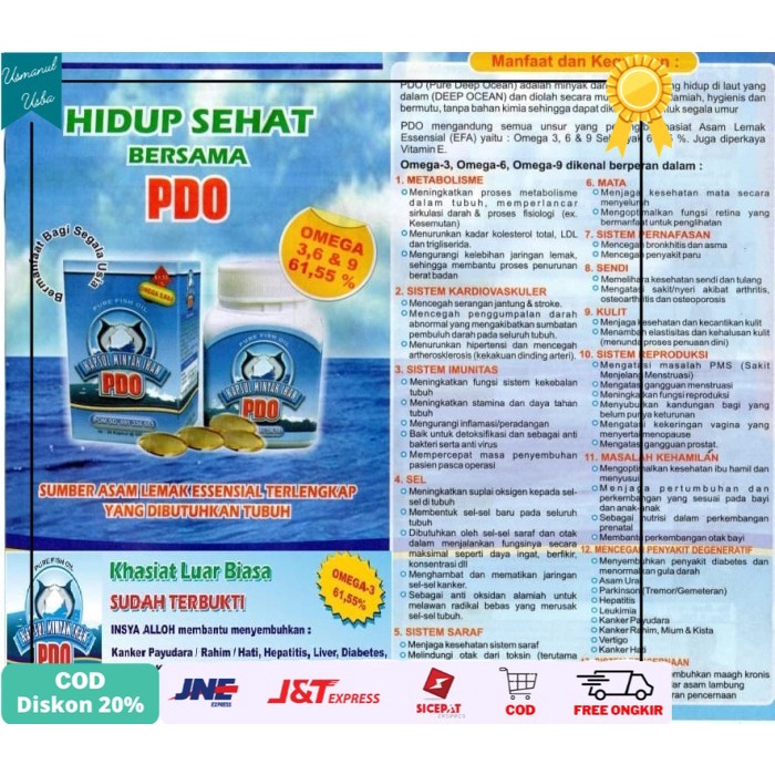 

❤COD❤ Kapsul Minyak Ikan Murni PDO - Pure Fish Oil Original Omega 3