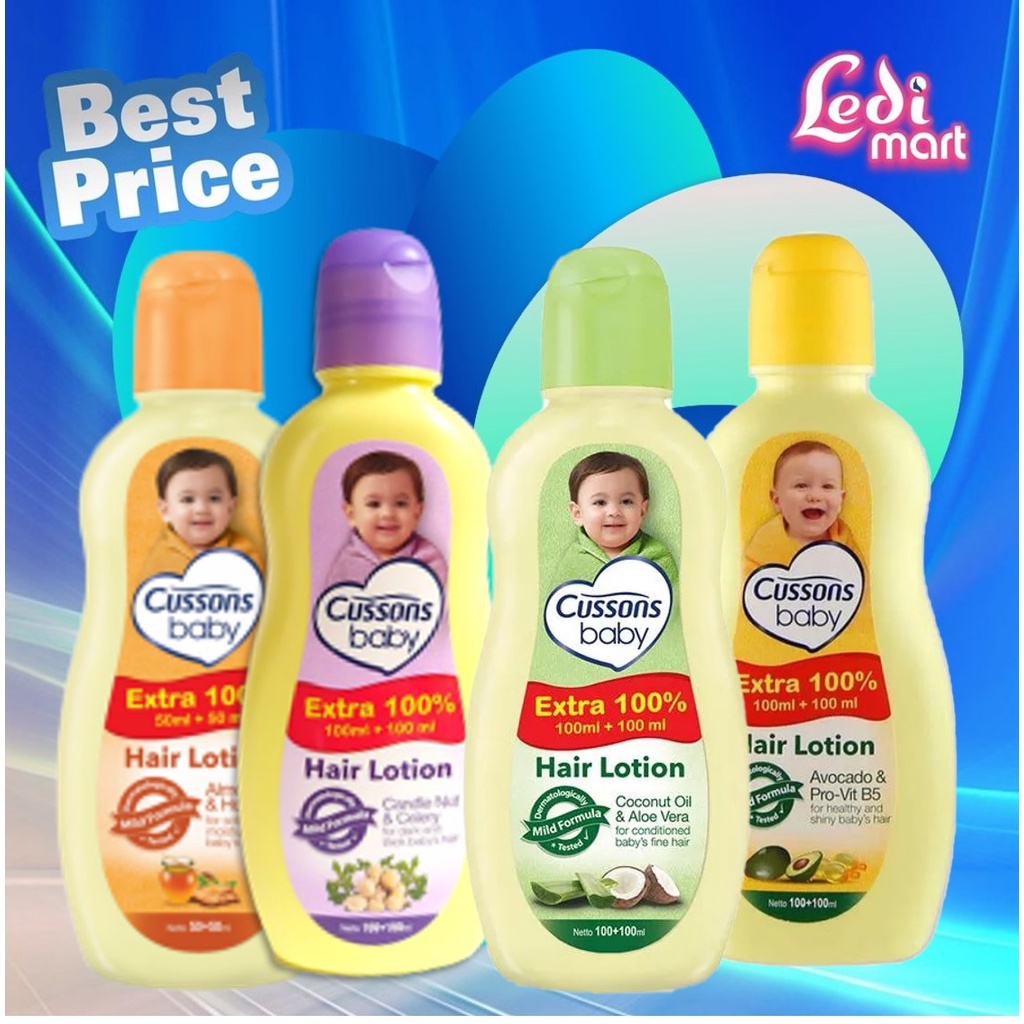 ORIGINAL Cussons Baby Hair Lotion 100ml+100ml &amp; 50ml+50ml / Cusson Hair Lotion Bayi / LEDI MART