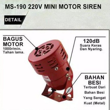 mini sirene motor sirene MS 190 alarm siren 220 volt motor alarm