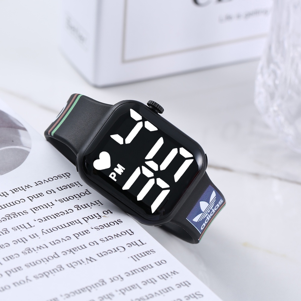 COD JAM TANGAN DIGITAL RUBBER PRIA WANITA SEGI  GROSIR MURAH KARET SPORT LED MOTIF BUNGA DAN POLOS COUPLE M129  tahan air