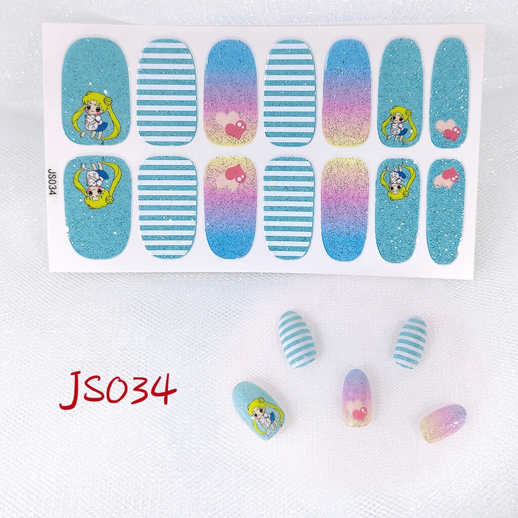 Stiker Kuku Motif Print Kartun Graffiti Leopard Aksen Glitter Gaya Korea Tahan Air Untuk Manicure