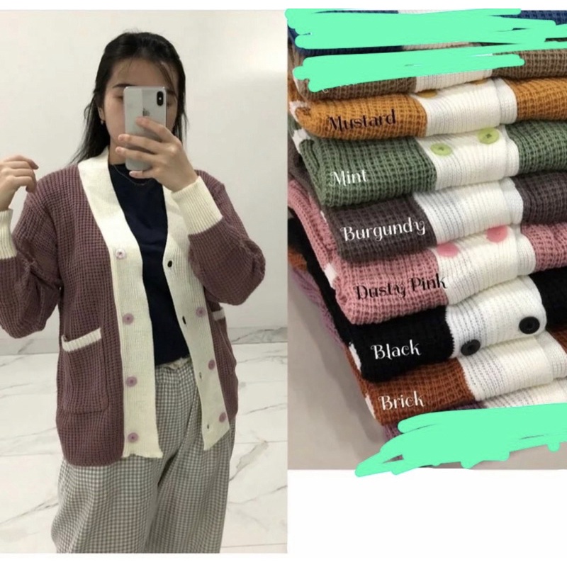 CARDIGAN SELENA RAJUT KANCING SAKU