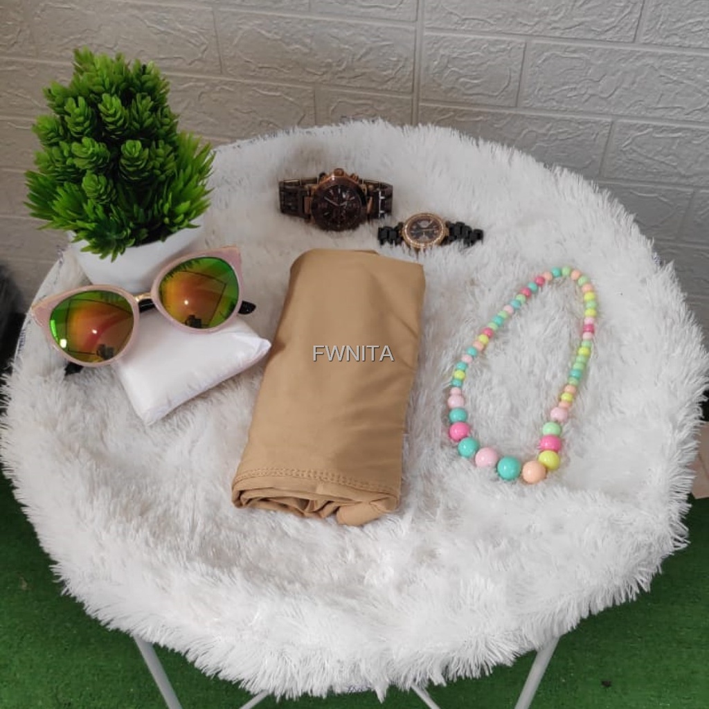 GAMIS LEBARAN MANSET ADEM LENGAN PANJANG MANGSET & MANSET ADEM LENGAN KUTUNG MANGSET POLOS WANITA INNER DRESS-KULIT/KREM