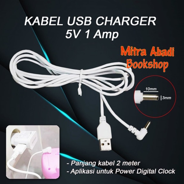 Kabel USB Charger Jack DC Adaptor Cowok/Male DC 5V 1A