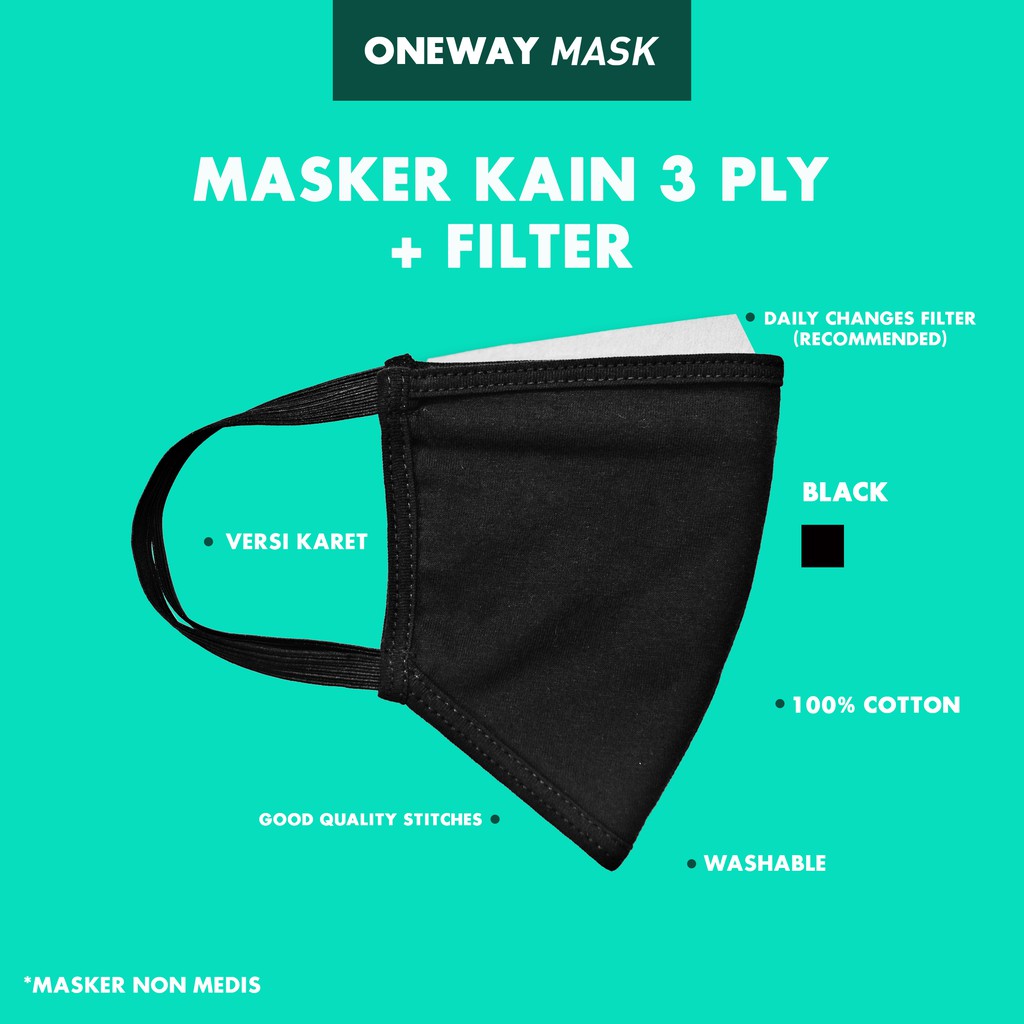  MASKER  KAIN  3 PLY EARLOOP FREE 5 FILTER  DEWASA 