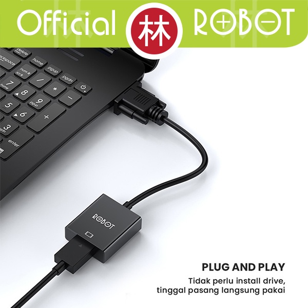 ROBOT RHV30 VGA to Adapter Laptop PC 1080P With Audio &amp; Power Supply