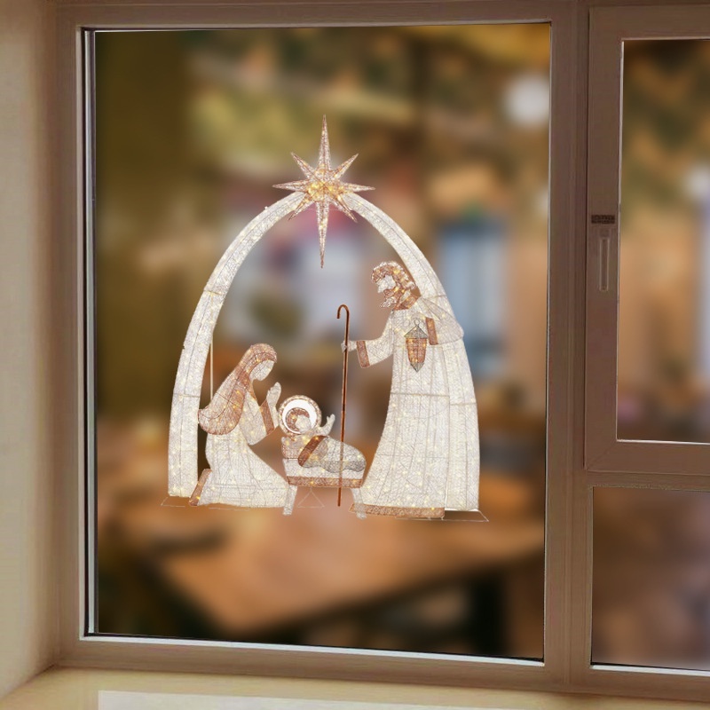 Stiker Kaca Jendela Desain Pohon Natal Snowflake Elk Untuk Dekorasi Kamar Anak