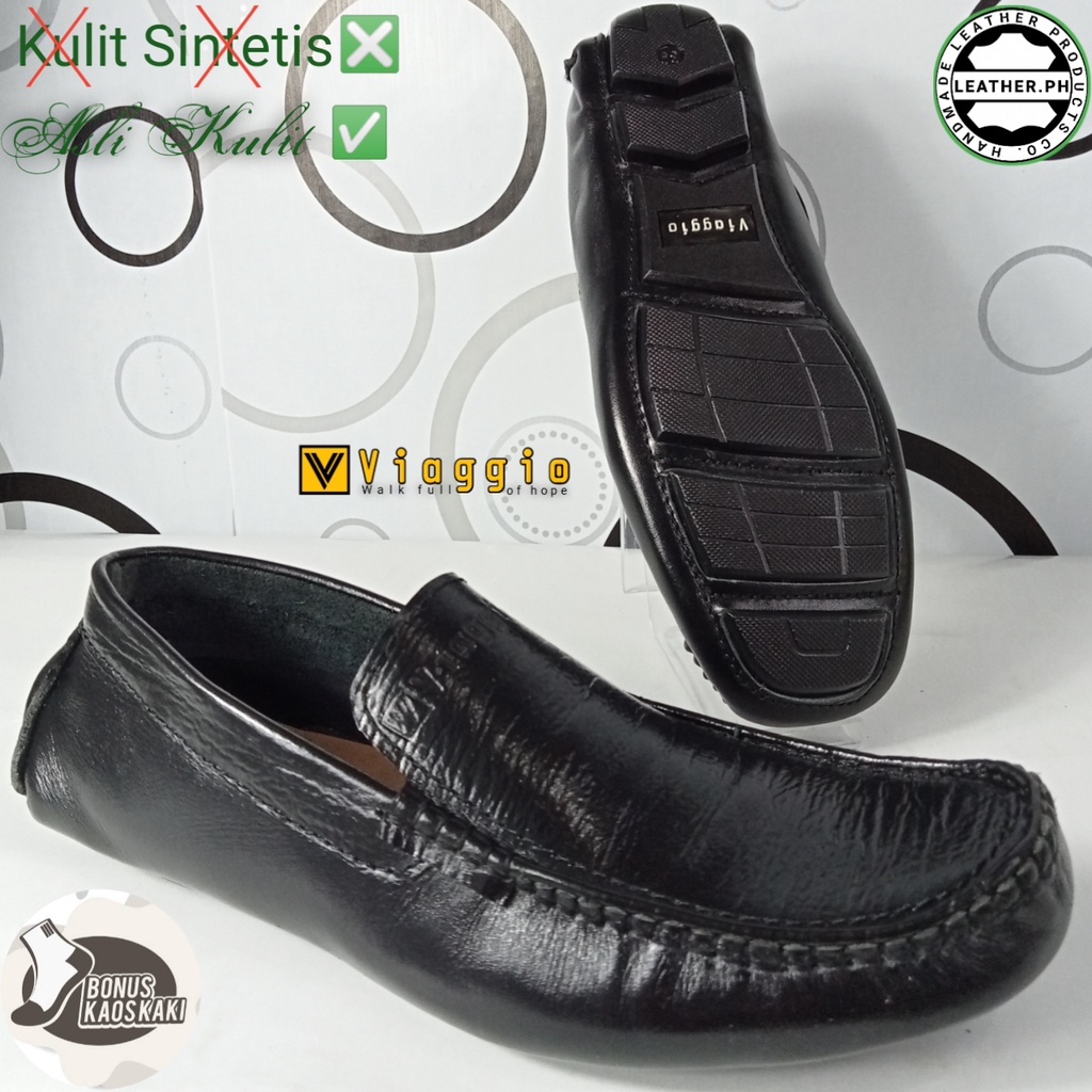 COD - SEPATU KULIT PRIA CASUAL - SEPATU KANTOR PRIA CASUAL - PANSUS HITAM COKELAT