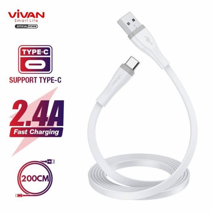 Vivan Sc200S Kabel Data Usb Type-C 2 Meter 2.4A 200Cm Tipe C Panjang