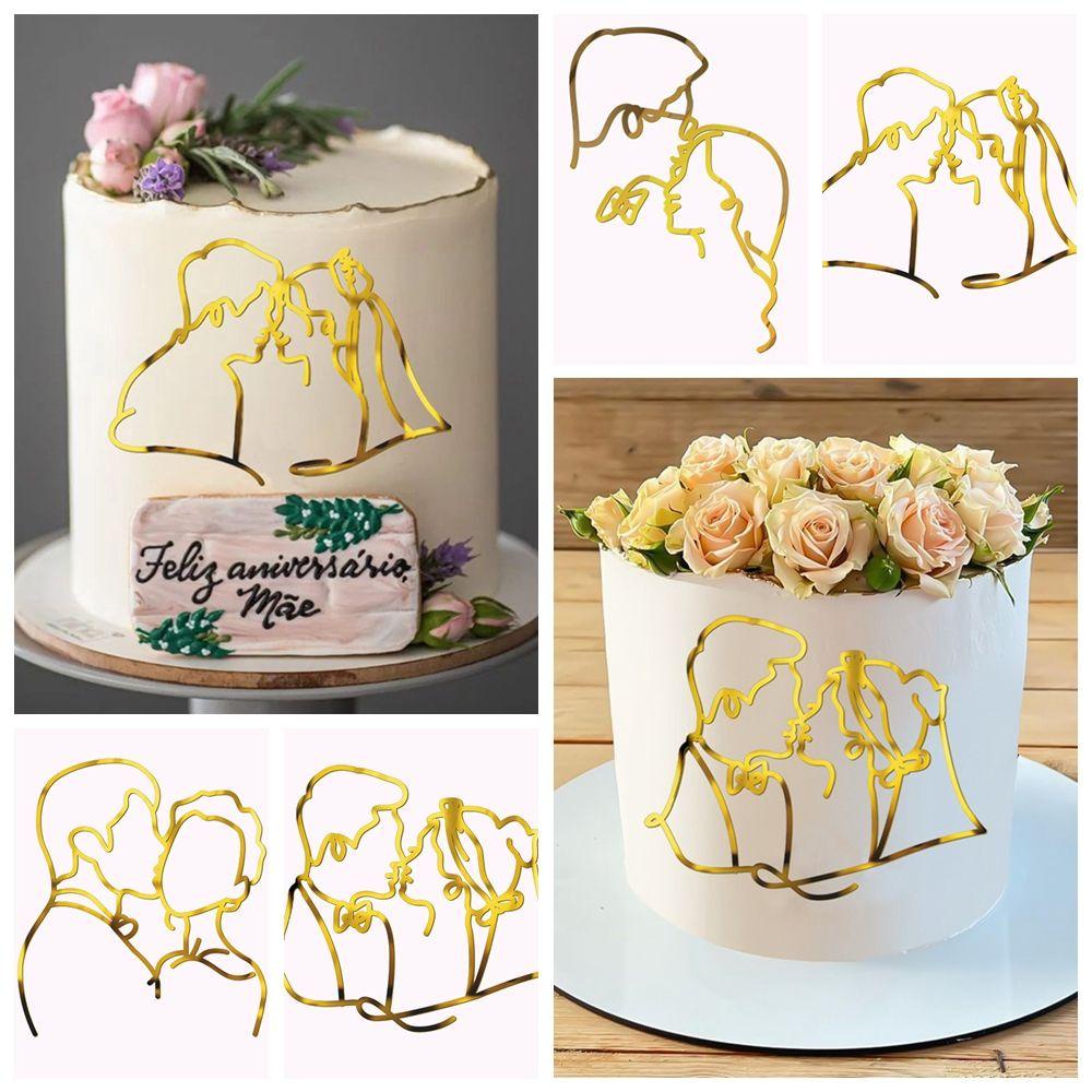 Solighter Hiasan Kue Hadiah Pesta Ornamen Perlengkapan Pernikahan Garis Minimalis