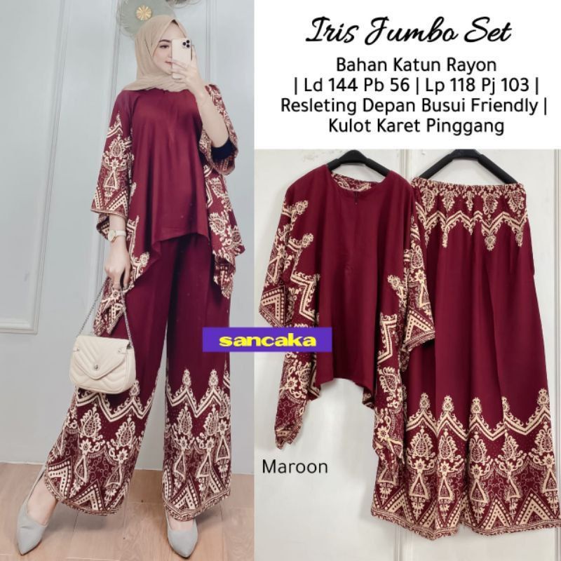 Setelan Tie Dye  Setelan Misma Jumbo Set by Sancaka Set Rayon Lengan Panjang Aik Big Set Jumbo Ld 140 DASTER SETELAN JUMBO SET // NIYARA JUMBO SET BY AMELIA // IRIS JUMBO SET // ONE SET JUMBO // SETELAN WANITA JUMBO LD 130 CM-iris.marun