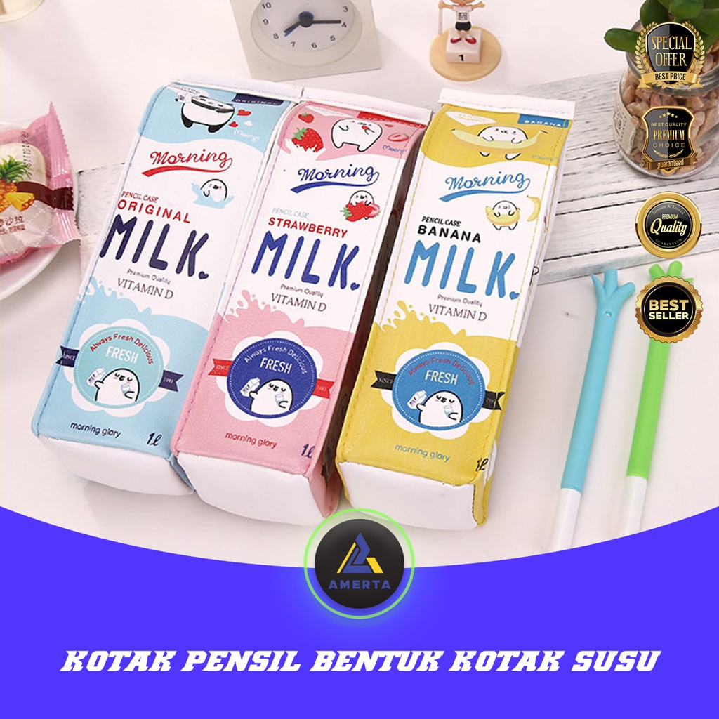 Kotak Pensil Bentuk Kotak Susu