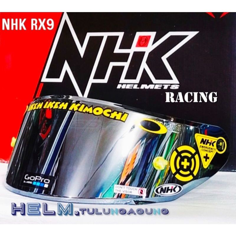 flat visor iridium NHK RX9 dan GM race pro bonus stiker visor