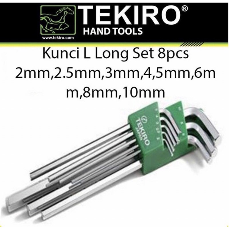 Kunci L  Panjang TEKIRO 1 Set  8 pcs