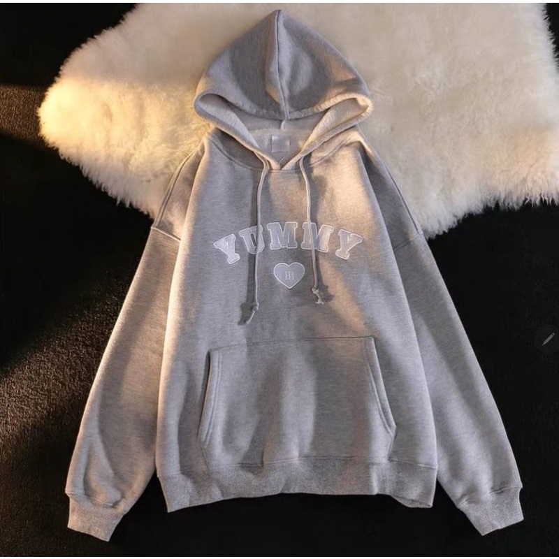 BORDIER ✔ YUMMY LOVE HOODIE OVERSIZE | SWEATER HOODIE WANITA OVERSIZE SIZE M.L.XL | SWEATSHIRT SWEATER