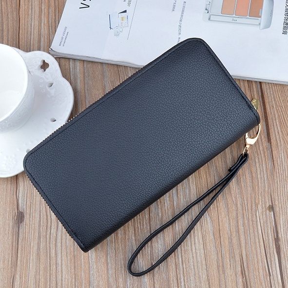 DOMPET PANJANG WANITA IMPORT PESTA KULIT BORDIR BUNGA HITAM MACBETH WA576B5 TALI PENDEK BATAM MUAT HP 2 RESLETING SLOT MURAH CEWEK KOREA KARTU BRANDED REMAJA KEKINIAN PREMIUM