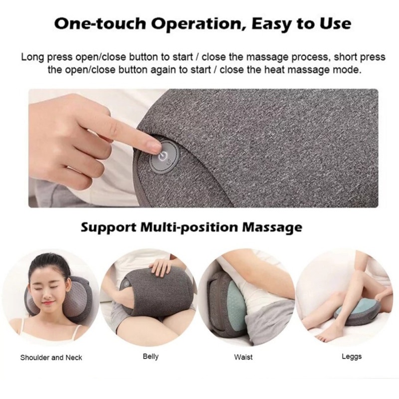 Bantal Pijat 3D Neck Massage Kneading Heating Rechargeable 2600mAh Xmi