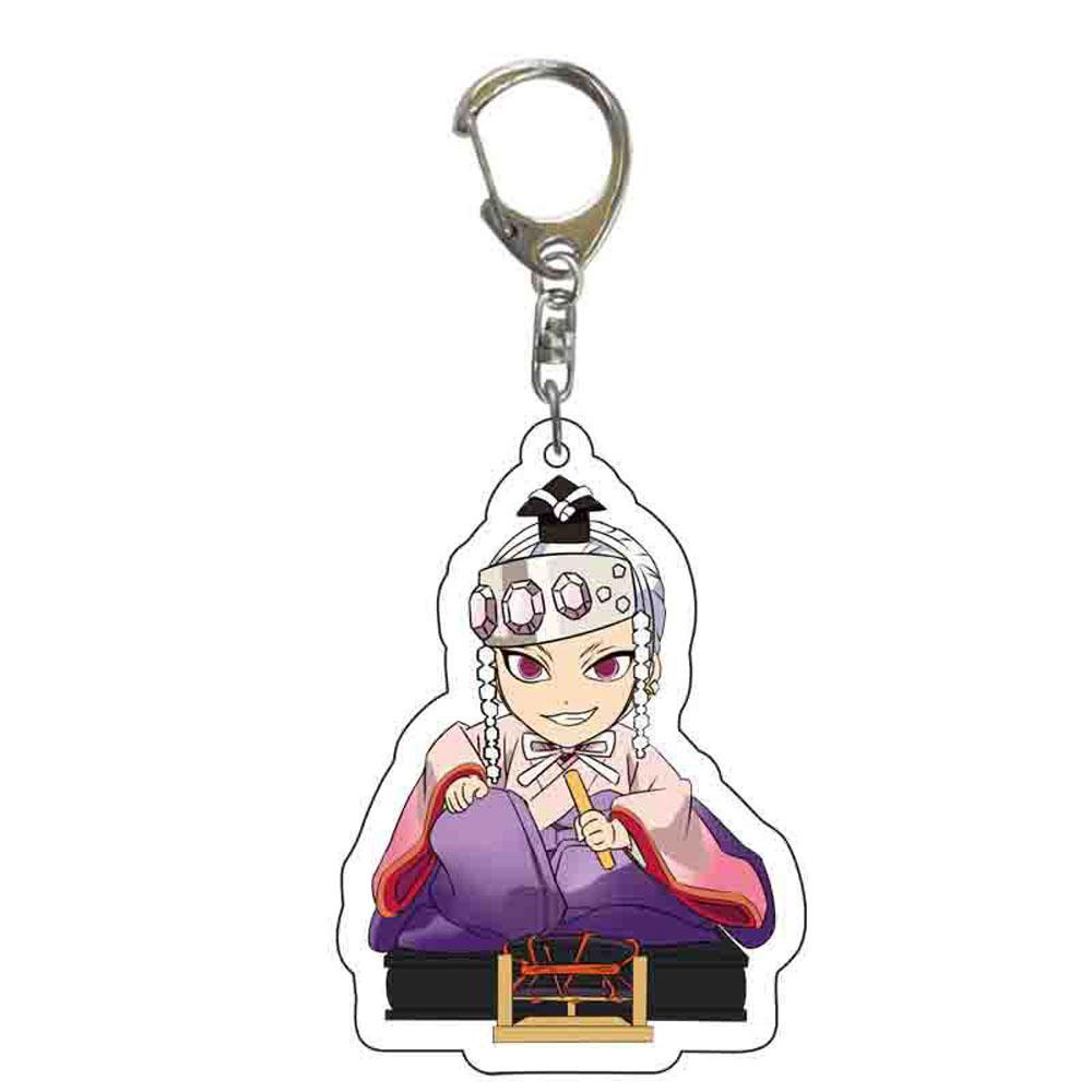 QUINTON Gantungan Kunci Demon Slayer Tanjirou Nezuko Kimetsu No Yaiba Figurine Model Scultures Kyoujurou Key Ring