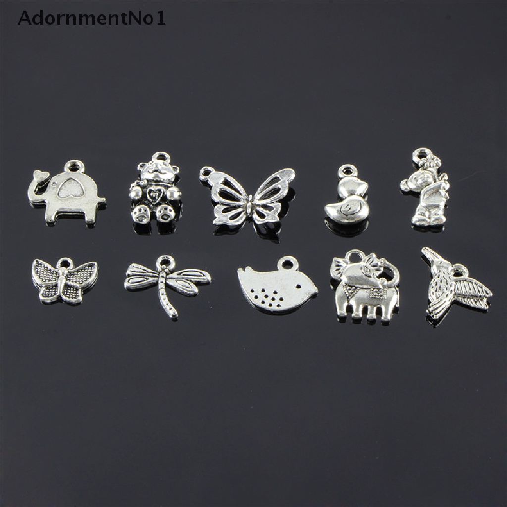 (AdornmentNo1) 100pcs / Lot Liontin Retro Bentuk Hewan Campur Warna Silver Untuk Perhiasan DIY