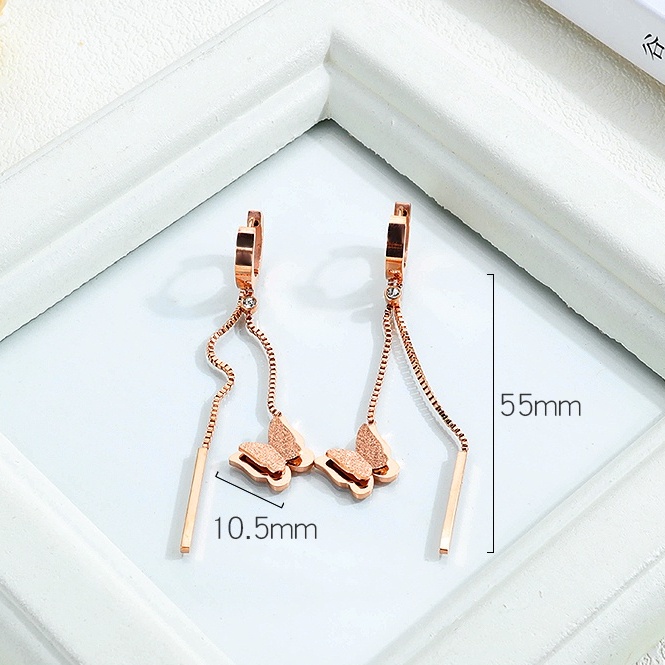 Dalika Anting Titanium Premium Collection Kupu Stick Panjang Lapis Emas 18K