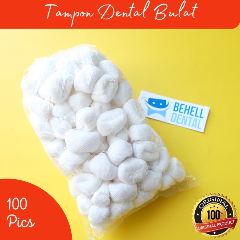 BEHELLDENTAL - 100Pics KASA TAMPON DENTAL PASCA PENCABUTAN GIGI BERKUALITAS - Kapas Steril Bulat Bukan Segitiga ORIGINAL