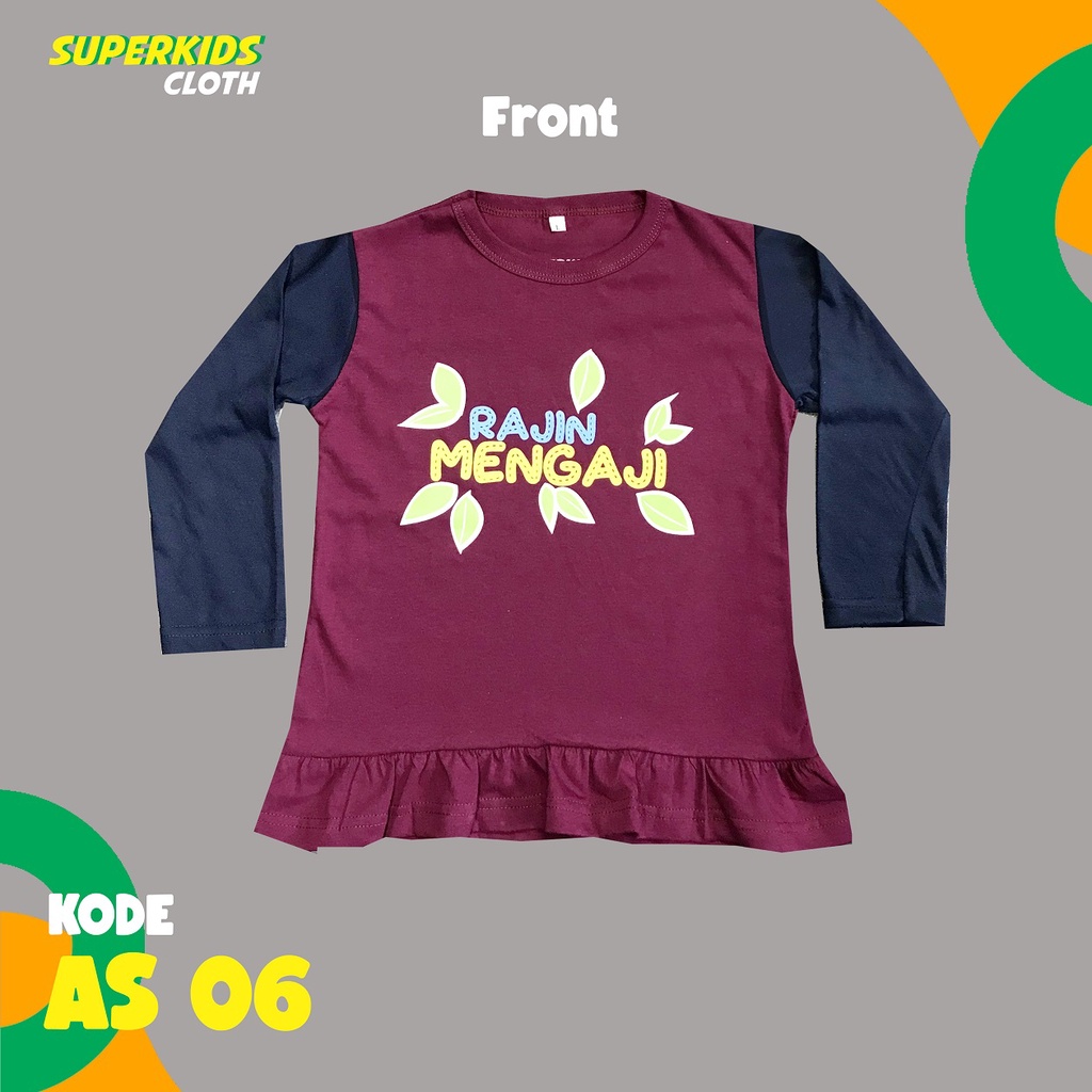 BAJU ANAK PEREMPUAN / KAOS ANAK PEREMPUAN / PAKAIAN ANAK CEWEK KAOS ANAK PEREMPUAN LENGAN PANJANG ANAK SHOLEHAH ECER GROSIR SUPERKSIDCLOTH 1 - 11 TAHUN