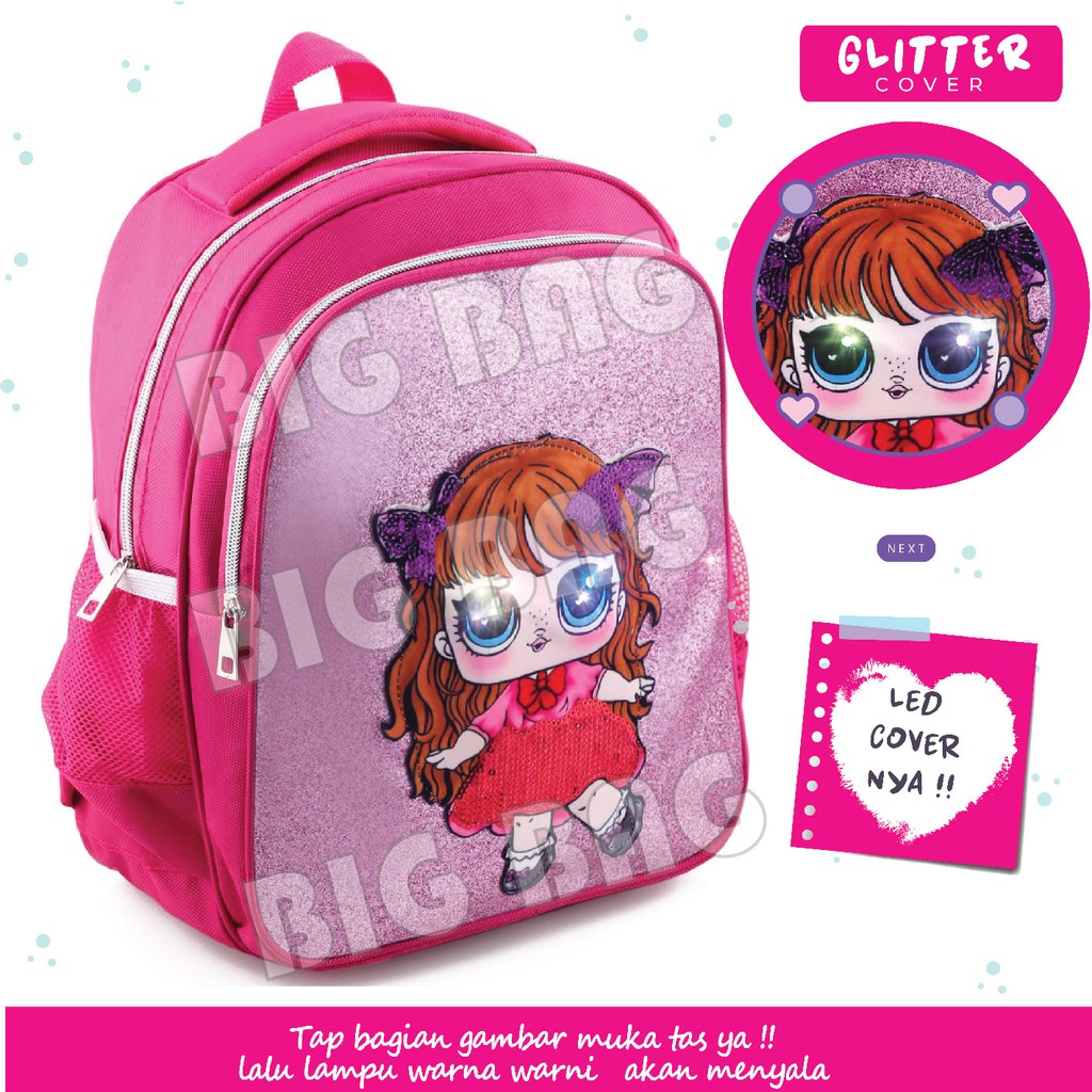 PTS - Tas Anak Wanita LOL SURPRISE - Ransel Glitter LED - UKURAN SD - Tas Sequin Kids Backpack Murah