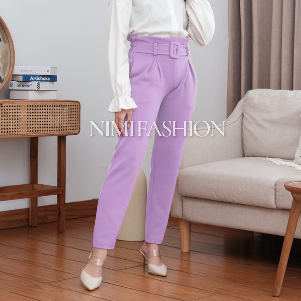 NIMI - Alice Pants Celana Scuba Wanita Celana Scuba Basic Free Belt