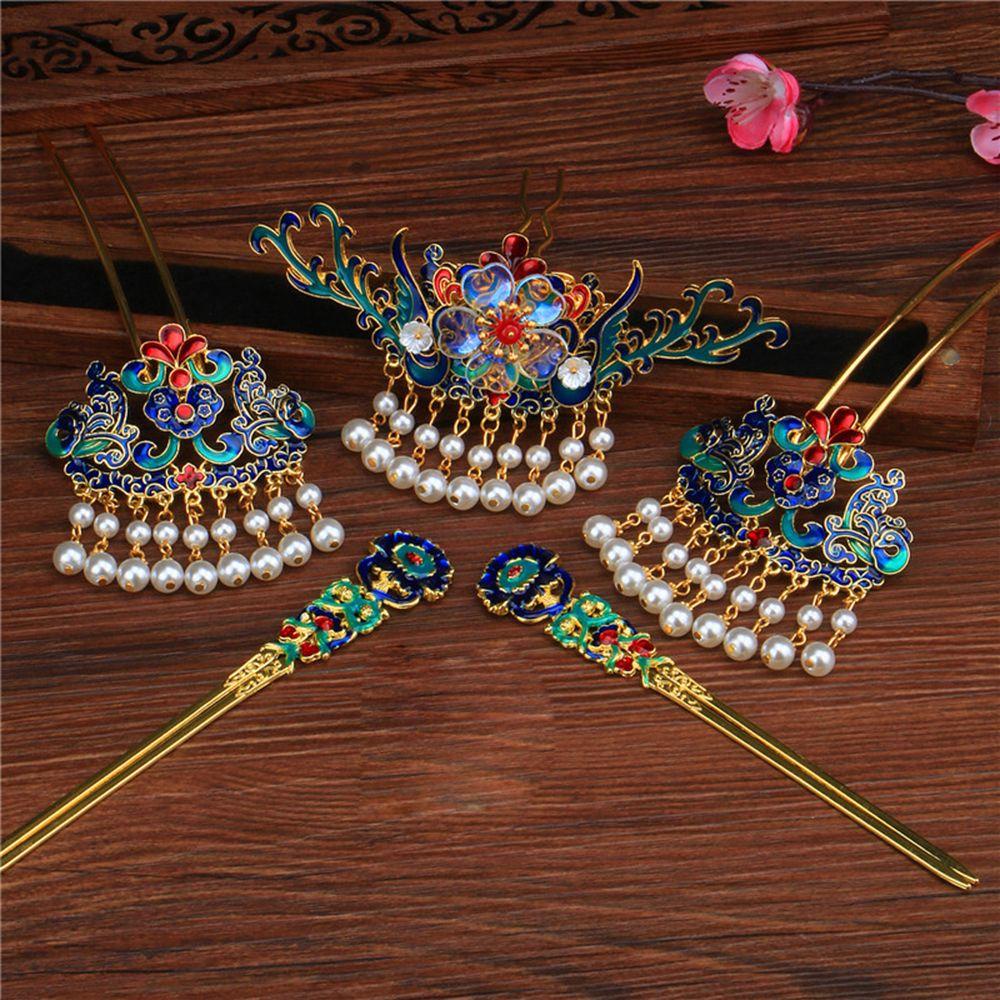 Needway   Hanfu Rambut Stik Elegan Simple Vintage Hair Disk Flower Gaya Kuno Wanita Gaya Cina Women Hair Fork