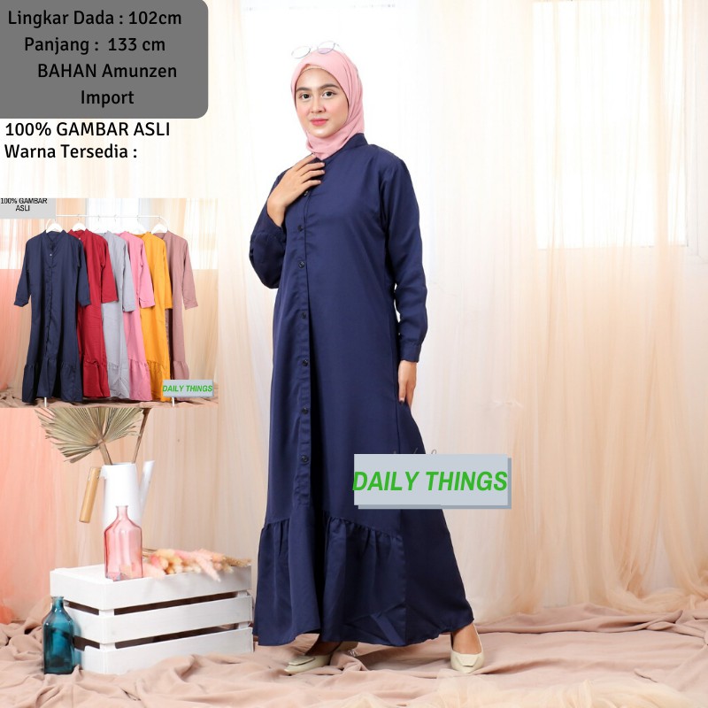 Daily Things Gamis Lebaran Rumbai Kancing Lika Fit XL LD 104cm